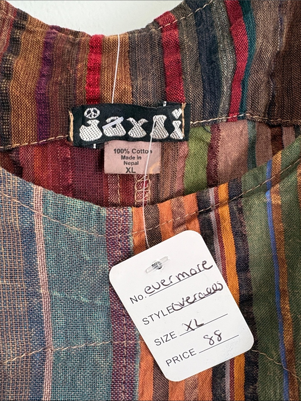 Striped Patchwork Jumpsuit with Pockets - Multicolor waist 18 inseam 32 - Picture 2 of 9